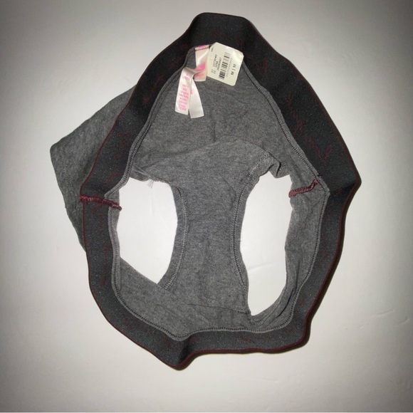 2Pc Pink Victoria’s Red and Gray Lace and Cotton Panties - Picture 12 of 12